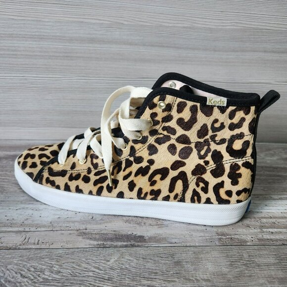 Kate Spade Keds X New York Kickstart High Top Leopard Sneakers Lace Shoes 7.5 - Picture 8 of 16
